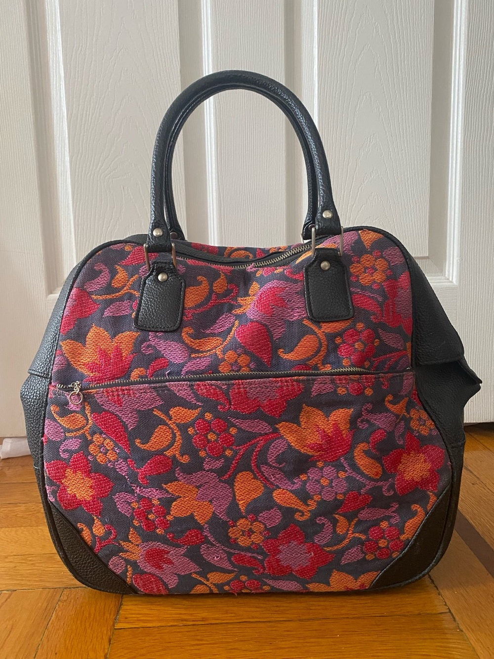 Vintage 70’s Floral Tapestry Travel Tote Bag Rare